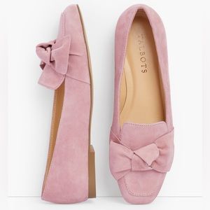 Talbots Stella Bow Suede Loafers - Soft Pink